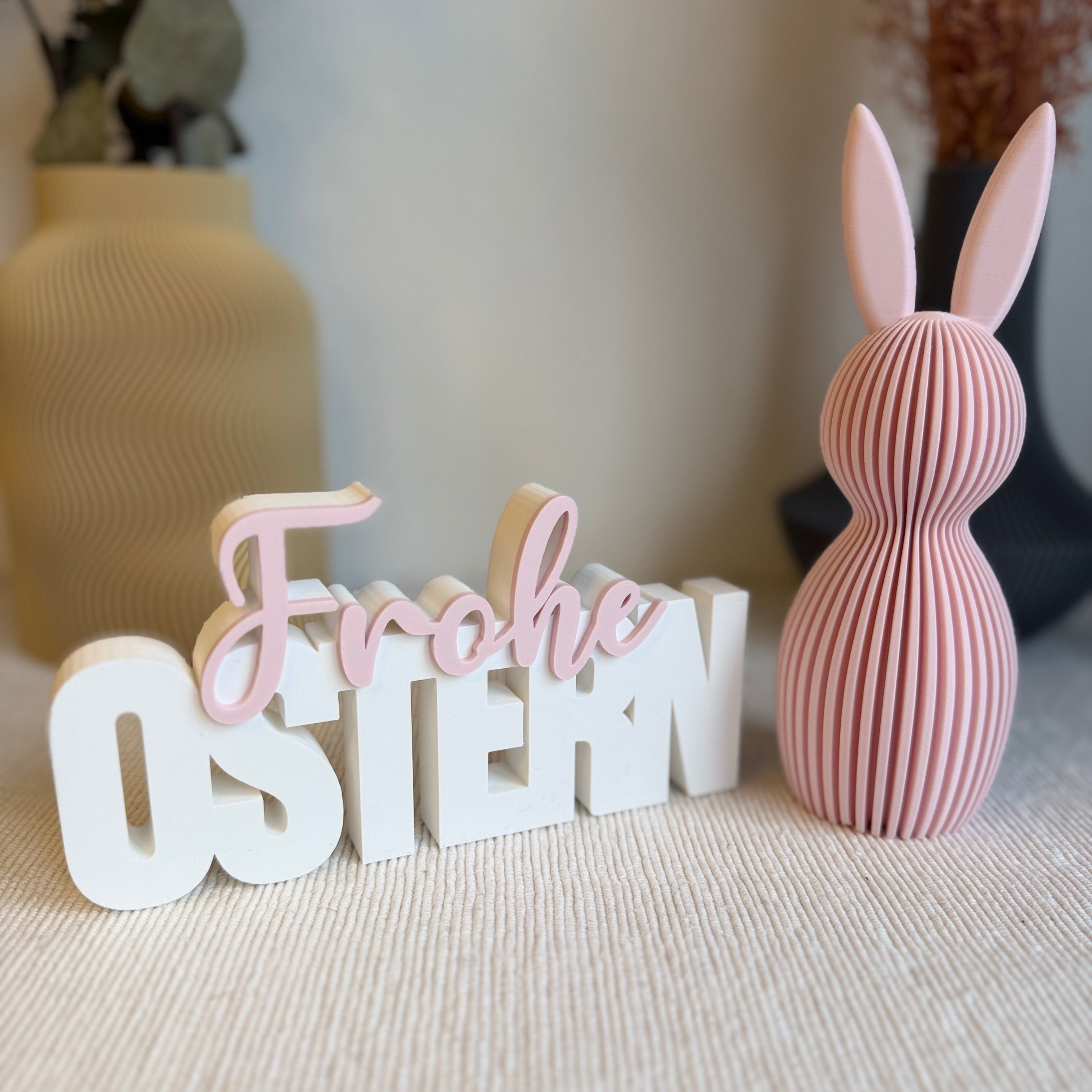 Schriftzug Frohe Ostern mit Hase Set